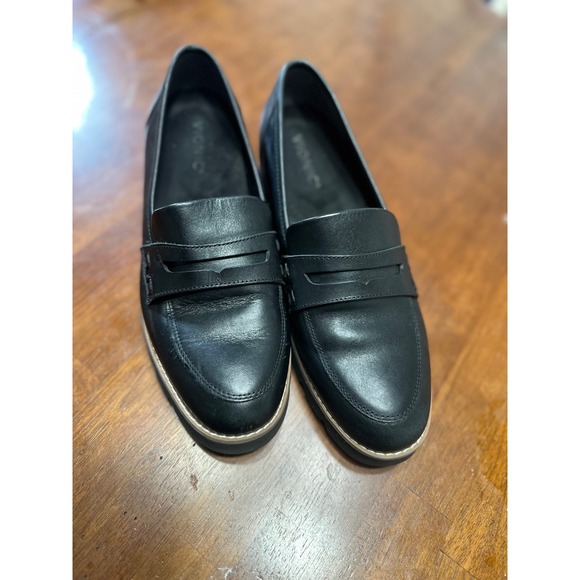 Vionic Black Leather Penny‎ Loafers Comfortable Lug Sole Shoes - Picture 1 of 6